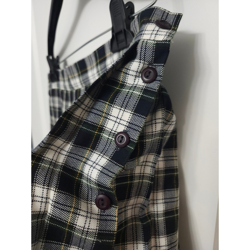 Vintage Lloyd New York Plaid Pleated Midi Skirt Navy White Green Size 12 USA - Picture 3 of 7